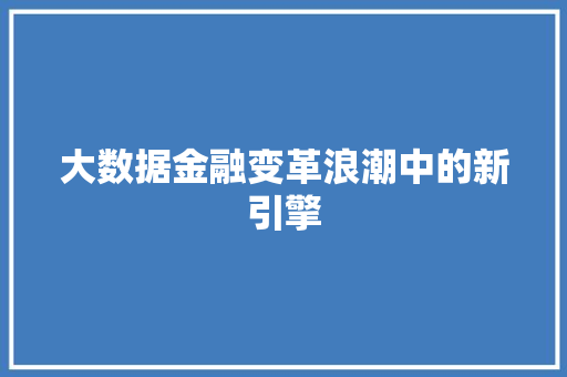 大数据金融变革浪潮中的新引擎