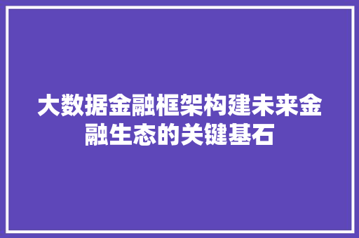 大数据金融框架构建未来金融生态的关键基石