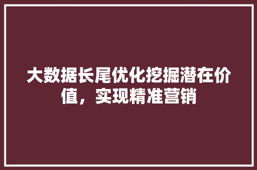 大数据长尾优化挖掘潜在价值,实现精准营销 大数据长尾优化挖掘潜在价值,实现精准营销