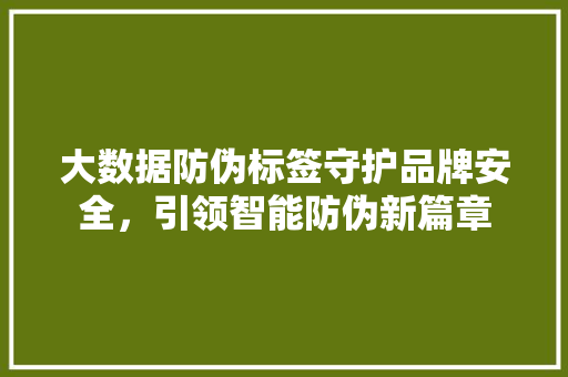 大数据防伪标签守护品牌安全,引领智能防伪新篇章 大数据防伪标签守护品牌安全,引领智能防伪新篇章