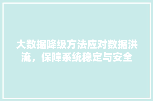 大数据降级方法应对数据洪流，保障系统稳定与安全