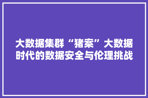 大数据集群“猪案”大数据时代的数据安全与伦理挑战