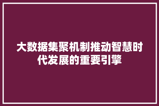 大数据集聚机制推动智慧时代发展的重要引擎