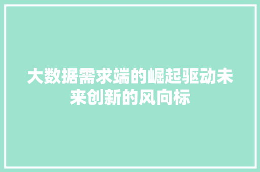 大数据需求端的崛起驱动未来创新的风向标