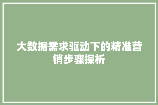 大数据需求驱动下的精准营销步骤探析 电脑故障维修