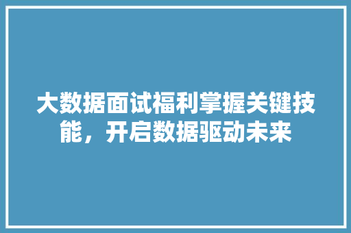 大数据面试福利掌握关键技能，开启数据驱动未来