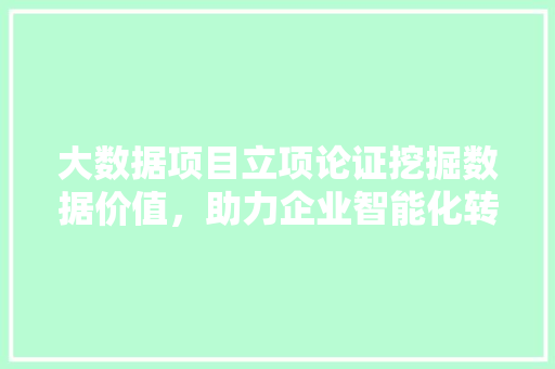 大数据项目立项论证挖掘数据价值，助力企业智能化转型