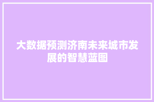 大数据预测济南未来城市发展的智慧蓝图