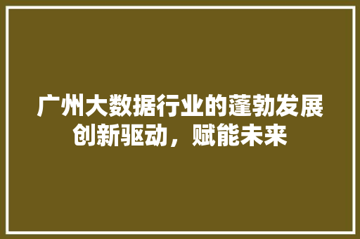 广州大数据行业的蓬勃发展创新驱动，赋能未来