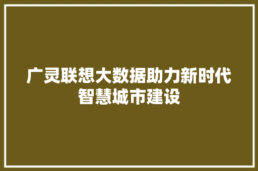 广灵联想大数据助力新时代智慧城市建设