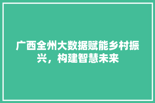 广西全州大数据赋能乡村振兴，构建智慧未来