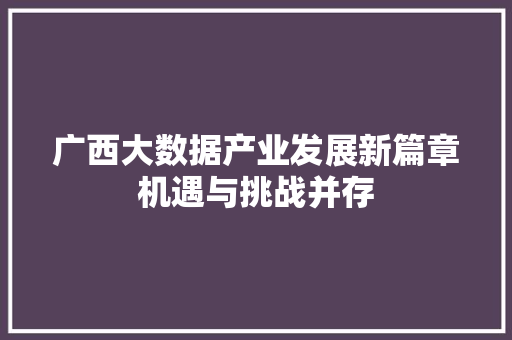 广西大数据产业发展新篇章机遇与挑战并存