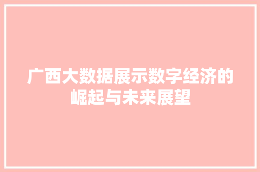 广西大数据展示数字经济的崛起与未来展望 广西大数据展示数字经济的崛起与未来展望