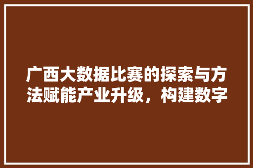 广西大数据比赛的探索与方法赋能产业升级，构建数字未来