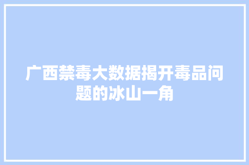 广西禁毒大数据揭开毒品问题的冰山一角 广西禁毒大数据揭开毒品问题的冰山一角