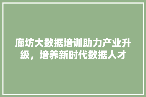 廊坊大数据培训助力产业升级，培养新时代数据人才