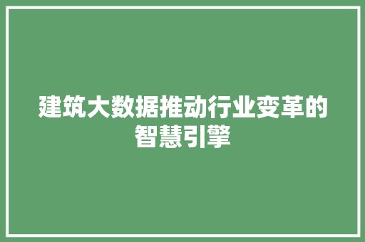 建筑大数据推动行业变革的智慧引擎