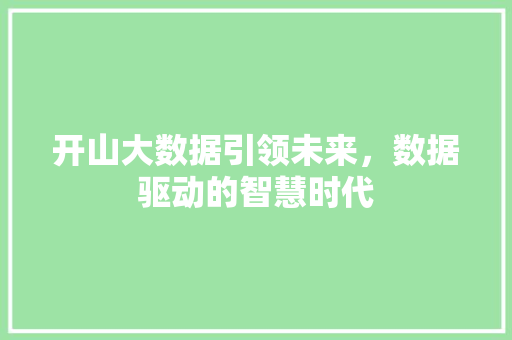 开山大数据引领未来，数据驱动的智慧时代