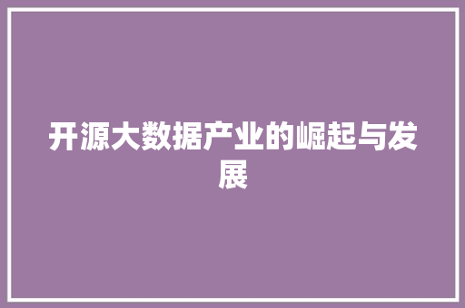 开源大数据产业的崛起与发展