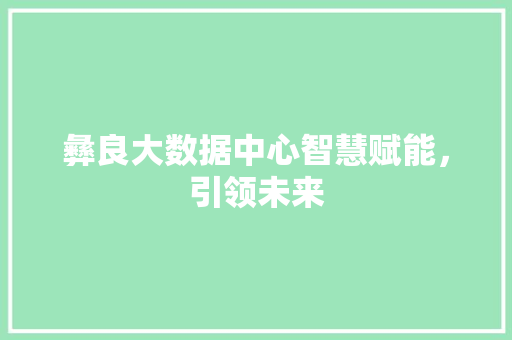彝良大数据中心智慧赋能，引领未来