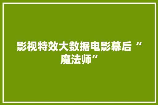 影视特效大数据电影幕后“魔法师”