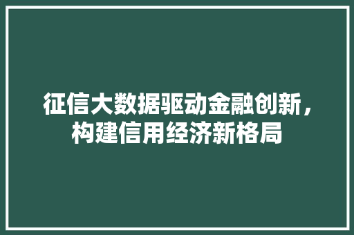 征信大数据驱动金融创新，构建信用经济新格局