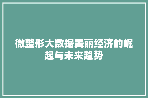 微整形大数据美丽经济的崛起与未来趋势 微整形大数据美丽经济的崛起与未来趋势