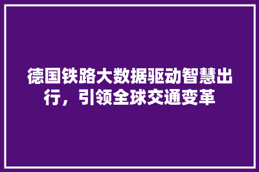 德国铁路大数据驱动智慧出行，引领全球交通变革