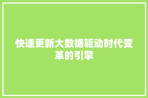 快速更新大数据驱动时代变革的引擎