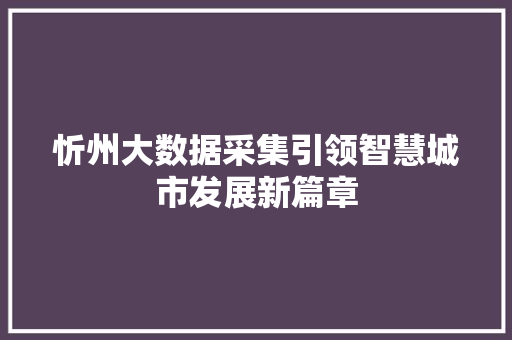 忻州大数据采集引领智慧城市发展新篇章