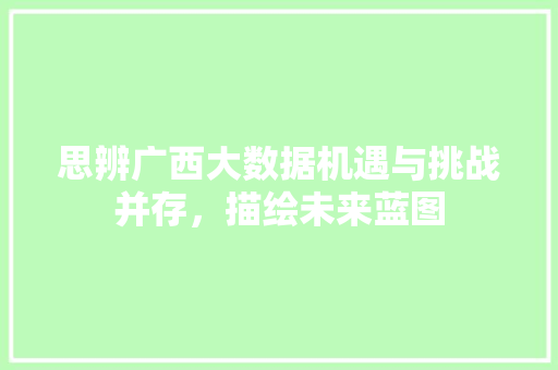 思辨广西大数据机遇与挑战并存，描绘未来蓝图