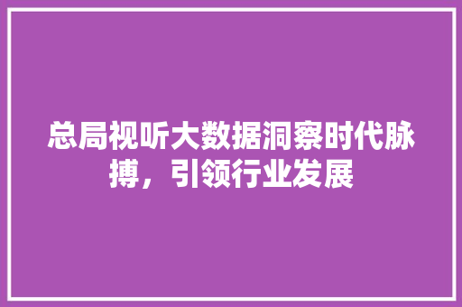 总局视听大数据洞察时代脉搏，引领行业发展
