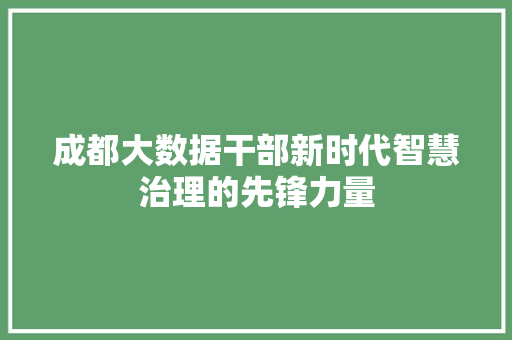 成都大数据干部新时代智慧治理的先锋力量