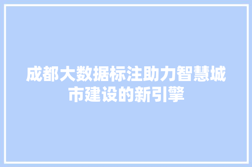 成都大数据标注助力智慧城市建设的新引擎