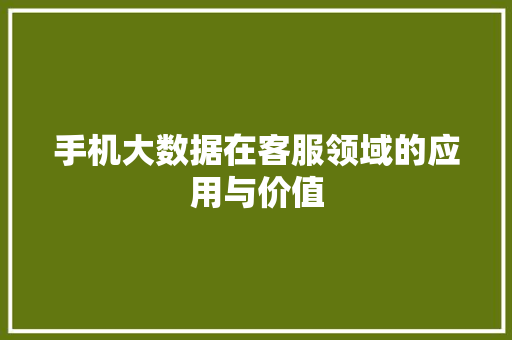 手机大数据在客服领域的应用与价值 电脑故障维修
