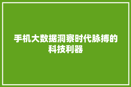 手机大数据洞察时代脉搏的科技利器