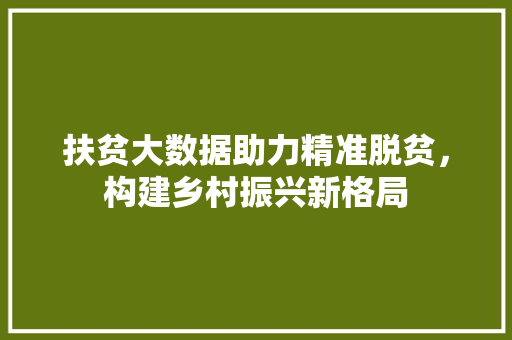 扶贫大数据助力精准脱贫，构建乡村振兴新格局