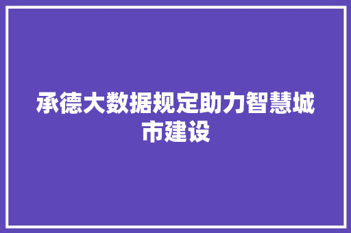 承德大数据规定助力智慧城市建设