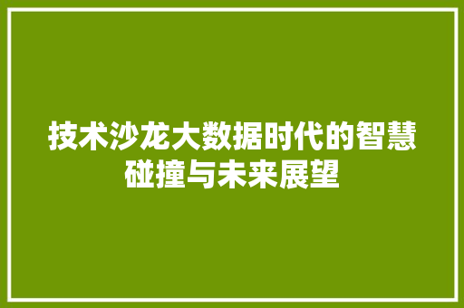 技术沙龙大数据时代的智慧碰撞与未来展望