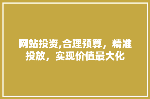 网站投资,合理预算，精准投放，实现价值最大化 网站投资,合理预算，精准投放，实现价值最大化 电脑故障维修