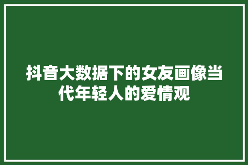 抖音大数据下的女友画像当代年轻人的爱情观 抖音大数据下的女友画像当代年轻人的爱情观