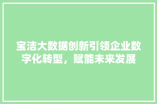 宝洁大数据创新引领企业数字化转型，赋能未来发展