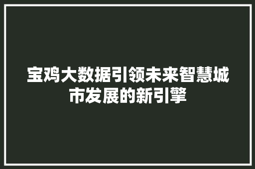 宝鸡大数据引领未来智慧城市发展的新引擎