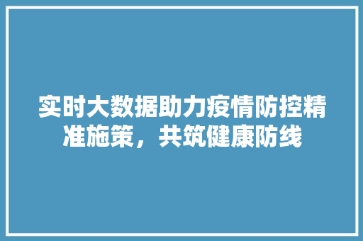 实时大数据助力疫情防控精准施策,共筑健康防线 实时大数据助力疫情防控精准施策,共筑健康防线