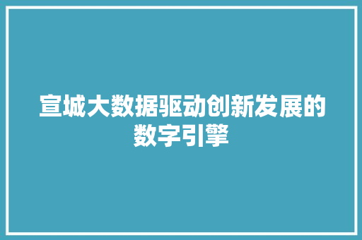 宣城大数据驱动创新发展的数字引擎