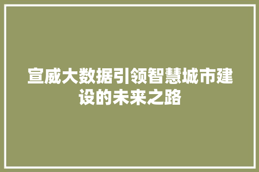 宣威大数据引领智慧城市建设的未来之路 宣威大数据引领智慧城市建设的未来之路