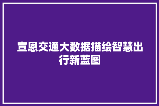 宣恩交通大数据描绘智慧出行新蓝图