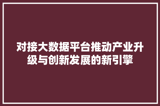 对接大数据平台推动产业升级与创新发展的新引擎