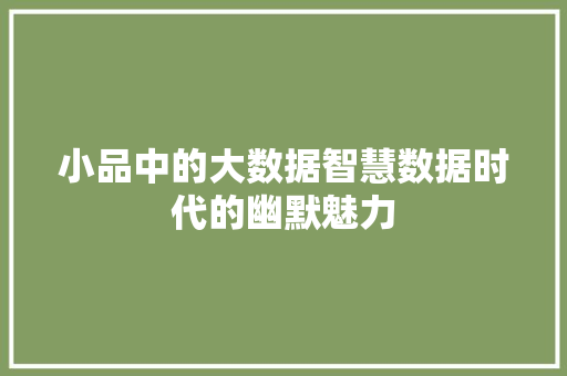 小品中的大数据智慧数据时代的幽默魅力 小品中的大数据智慧数据时代的幽默魅力