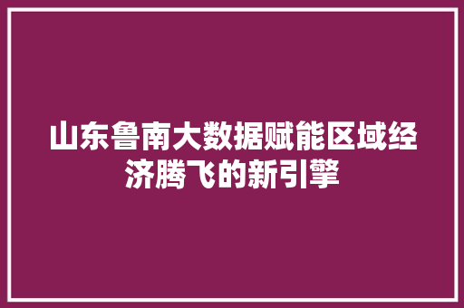 山东鲁南大数据赋能区域经济腾飞的新引擎